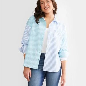 BKE Blue and Green Striped Shirt